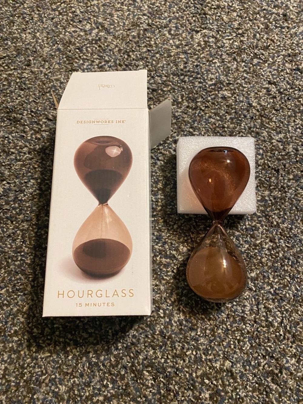 DesignWorks Ink Amber Brown Glass Hourglass Timer